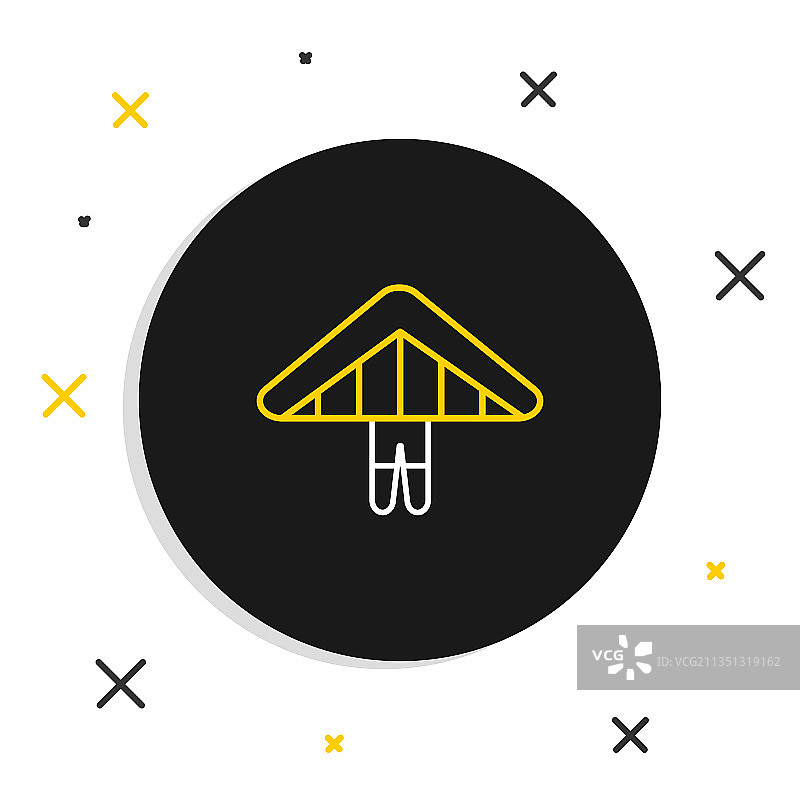 白色背景上的悬挂式滑翔机线条图标图片素材