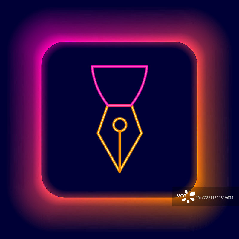 发光的霓虹灯线条：钢笔笔尖图标图片素材