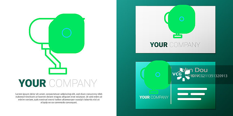 白色背景上的安全摄像头线条图标图片素材