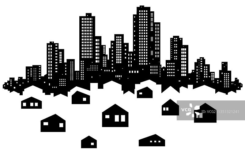城市郊区天际线轮廓图片素材