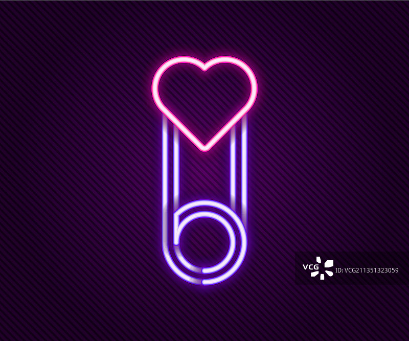 发光的霓虹灯婴儿 clothes pin 线性图标图片素材