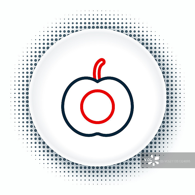 线条桃子或油桃与叶子图标图片素材