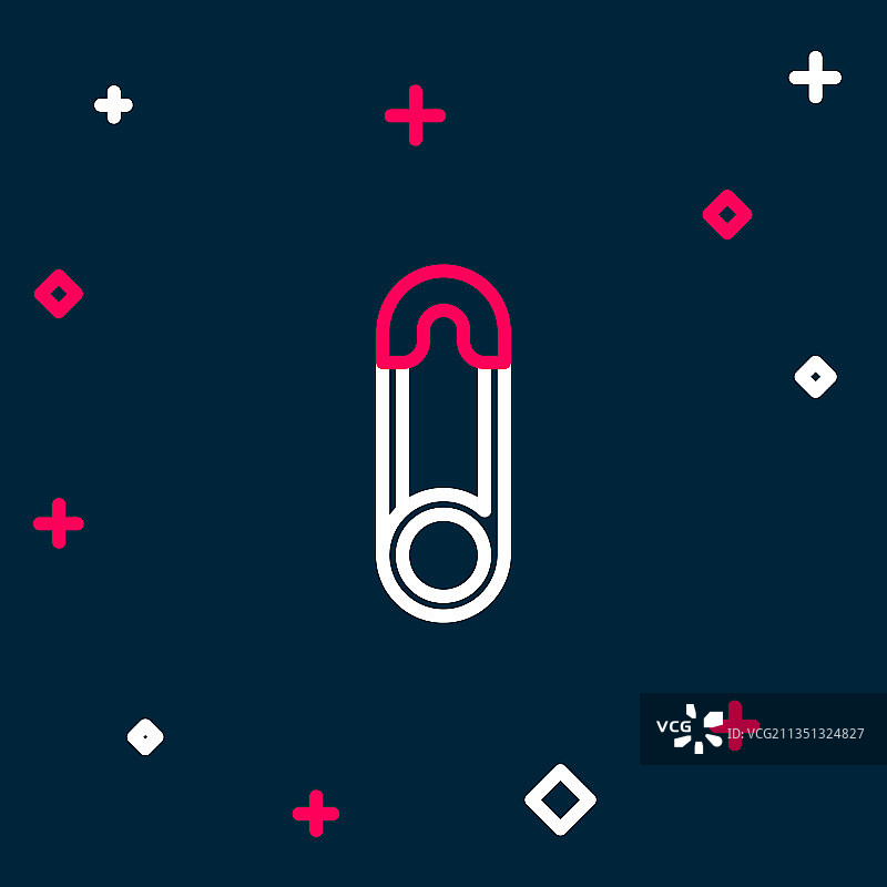 经典闭合钢制安全别针线条图标图片素材