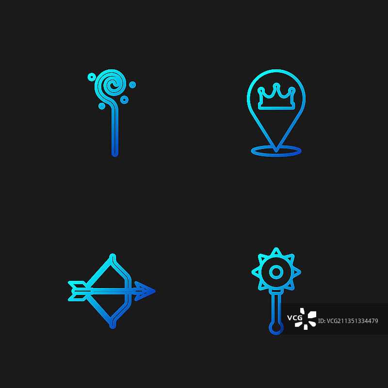 中世纪链枷弓箭套装图片素材