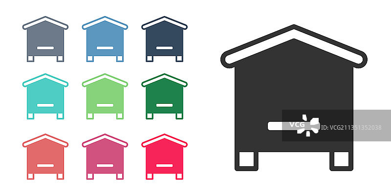 白色背景上的黑色蜂箱图标图片素材