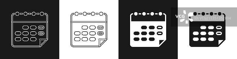 黑色背景上的学校课程表图标套装图片素材