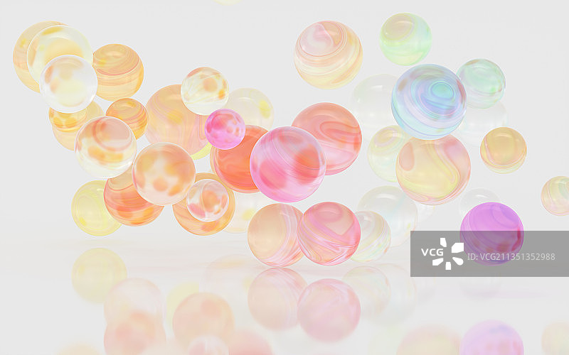 彩色玻璃球 3D渲染图片素材