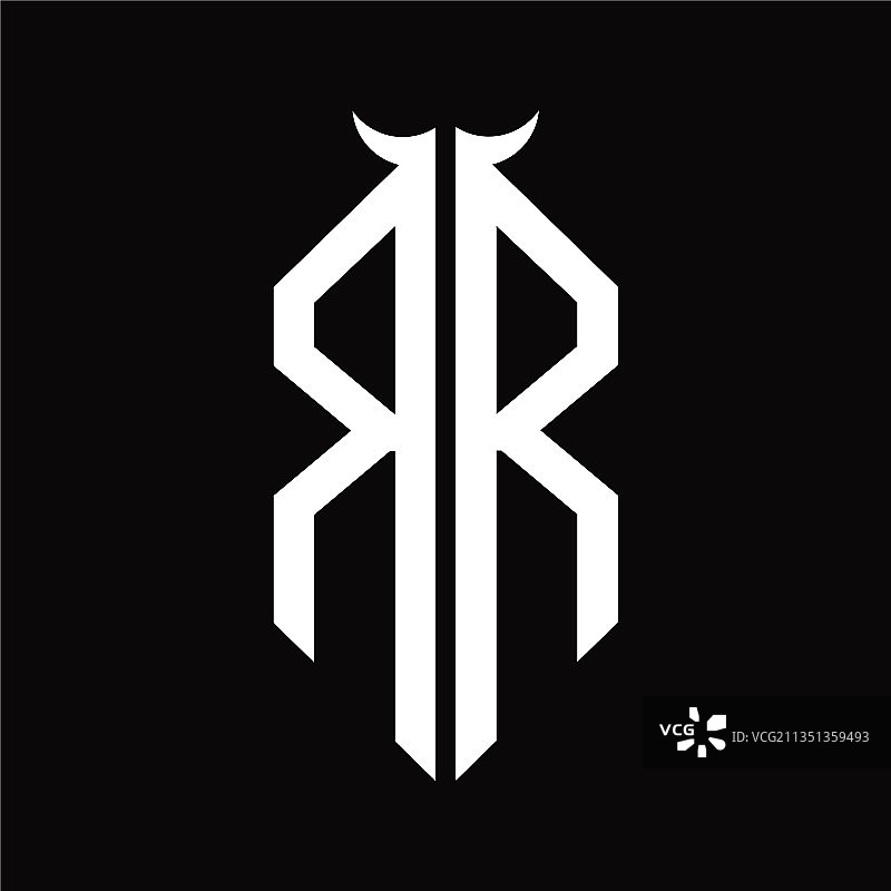 rr标志字母组合角形黑色图片素材