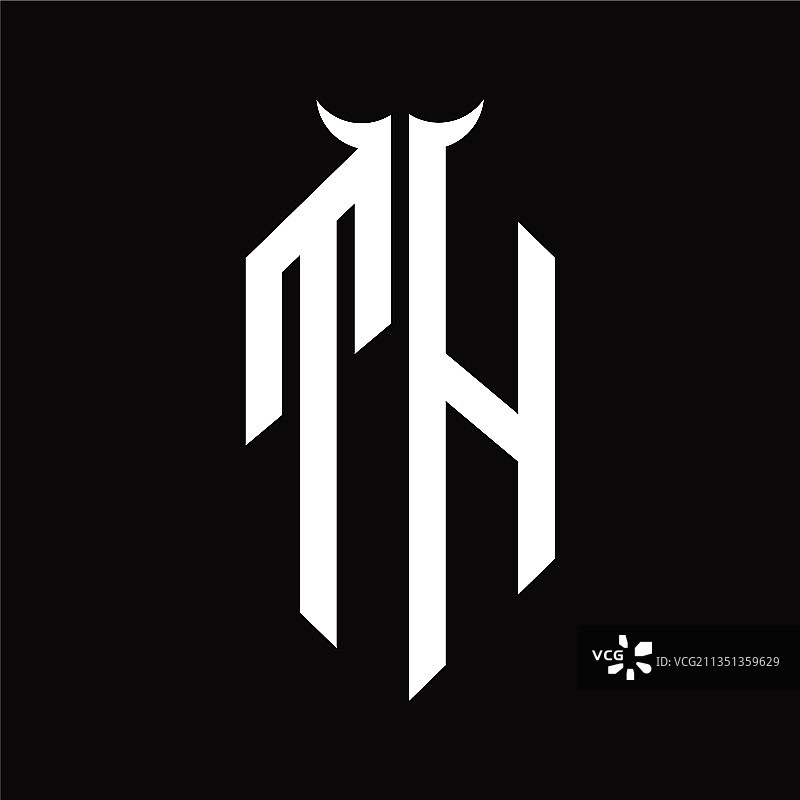 带有角形隔离黑色的TH字母组合Logo图片素材