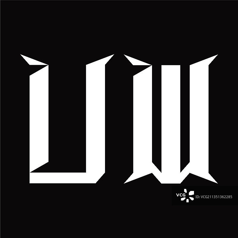 具有切片形状设计模板的UW标志组合图片素材