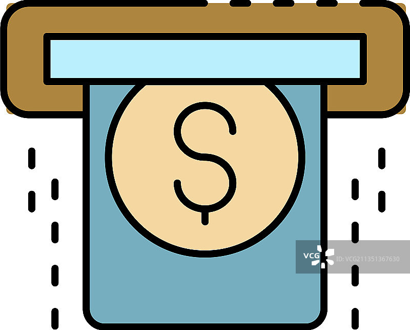 现金自动取款机彩色图标轮廓图片素材