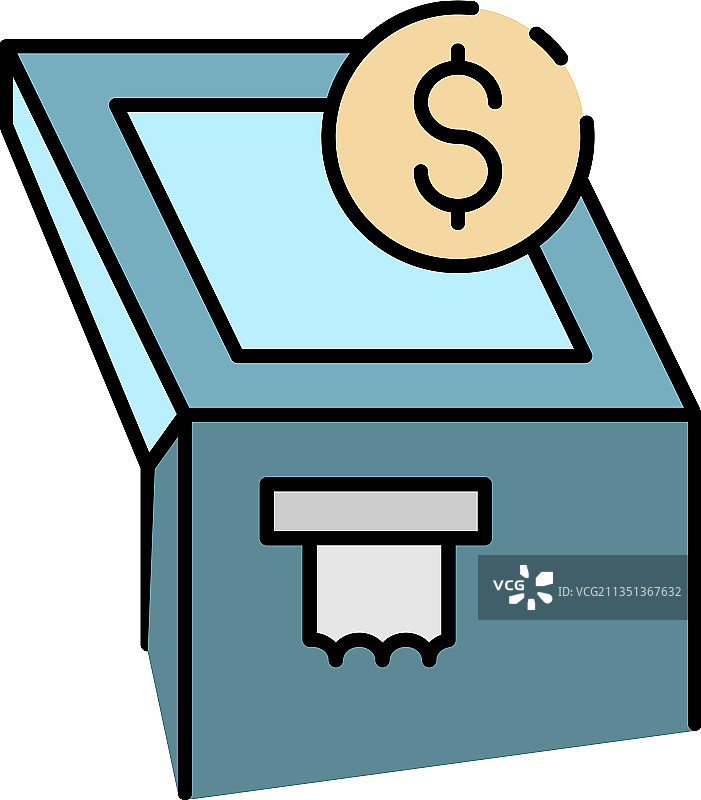 ATM机彩色轮廓图标图片素材