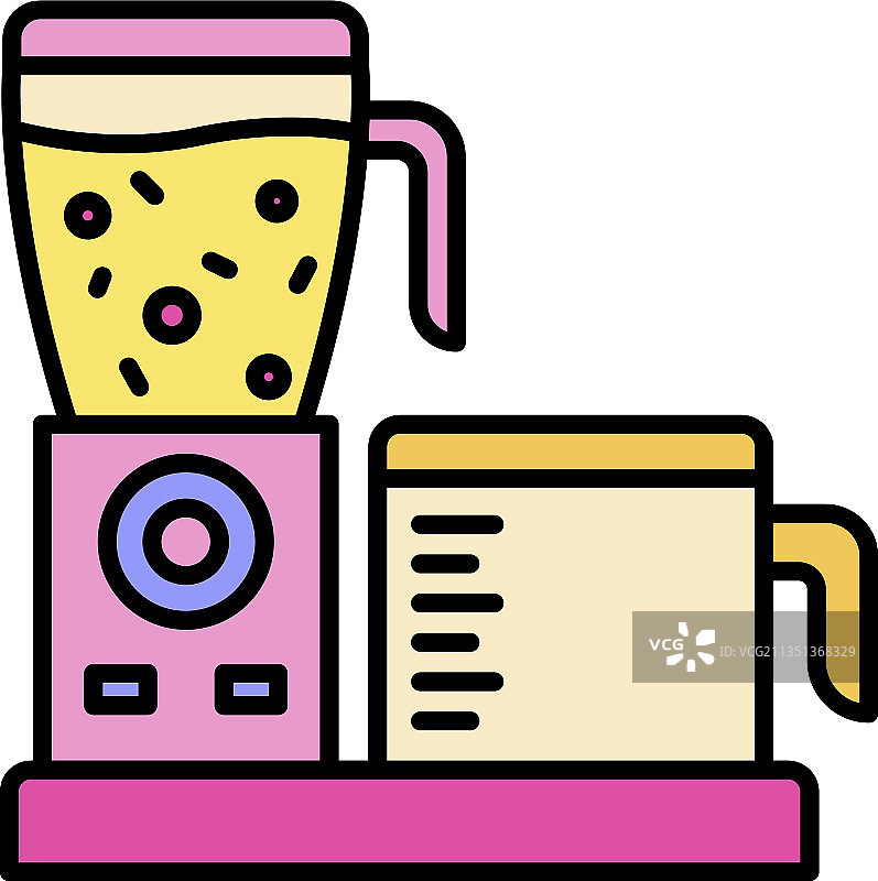 现代食物处理器彩色描边图标图片素材