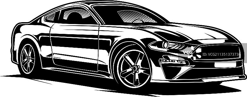 跑车黑白剪影图片素材