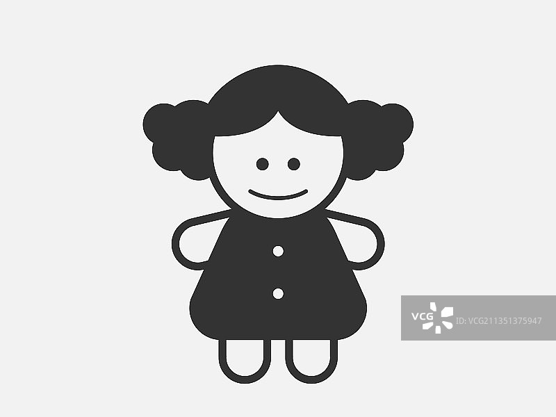白色背景线条风格的玩偶玩具图标图片素材