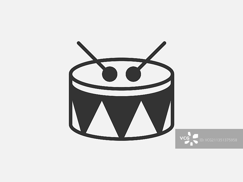 白色背景上的鼓玩具线性图标图片素材