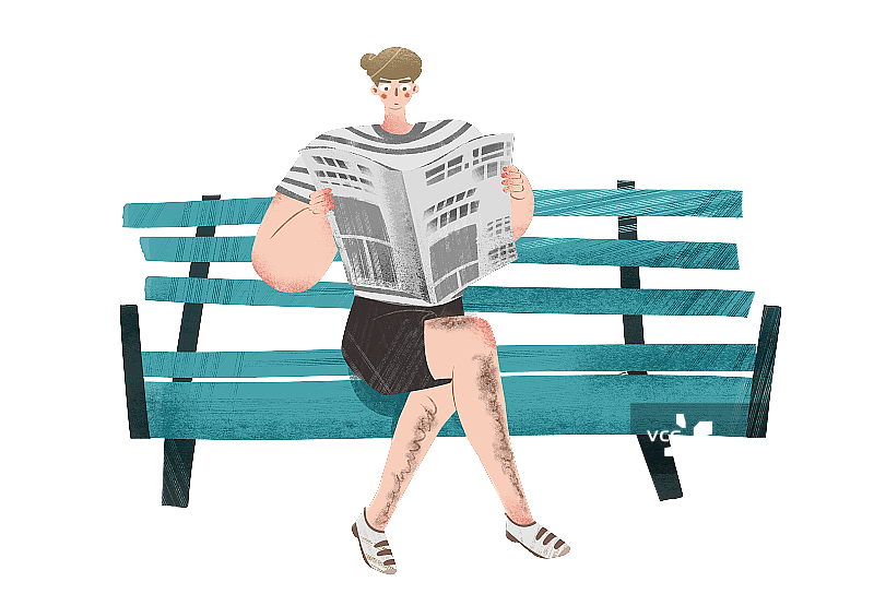 男子看报纸插画元素图片素材
