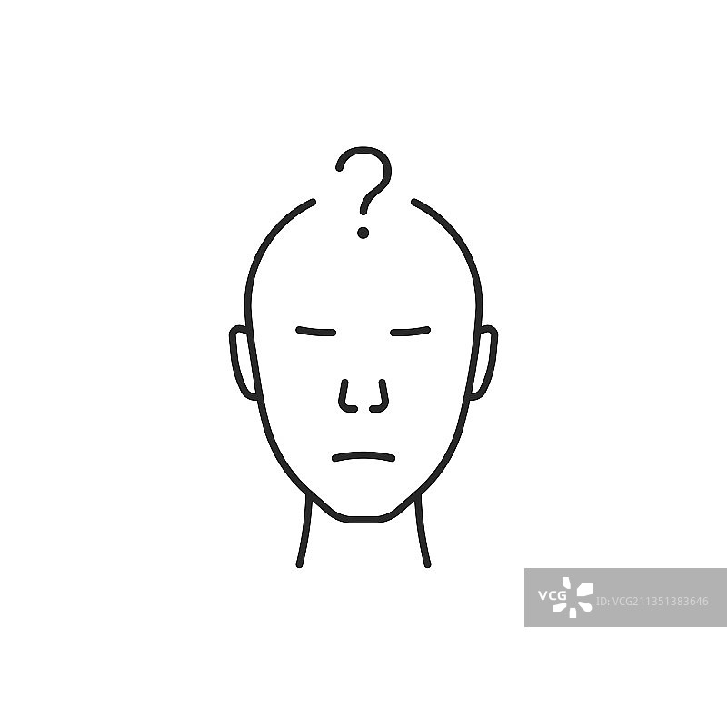 黑色细线思考者图标图片素材