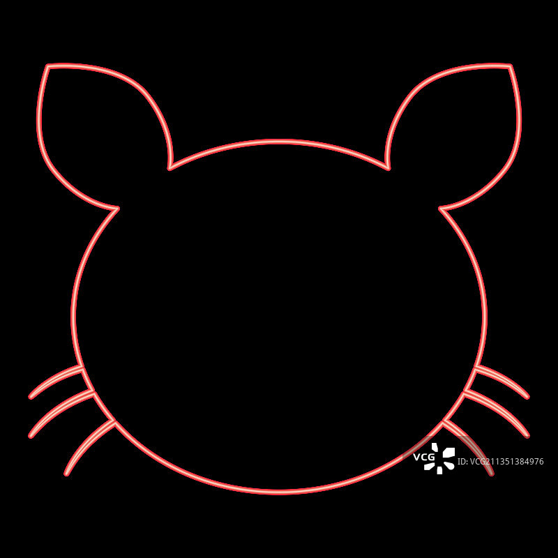 霓虹猫头红色扁平风格图像图片素材