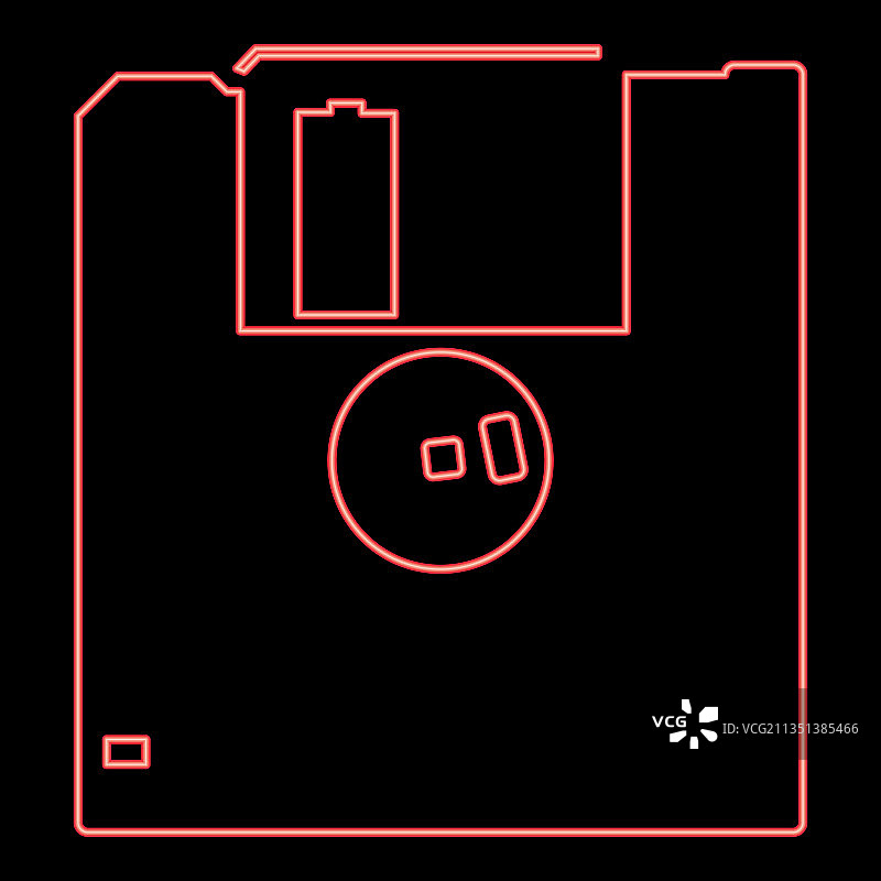 扁平风格红色霓虹软盘图片素材