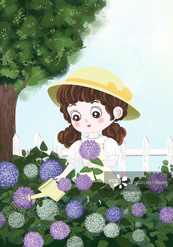 绣球女孩图片素材