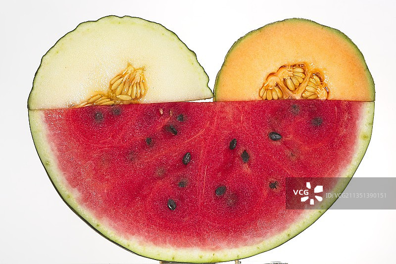 白色背景下的西瓜特写，法国Frouzins图片素材