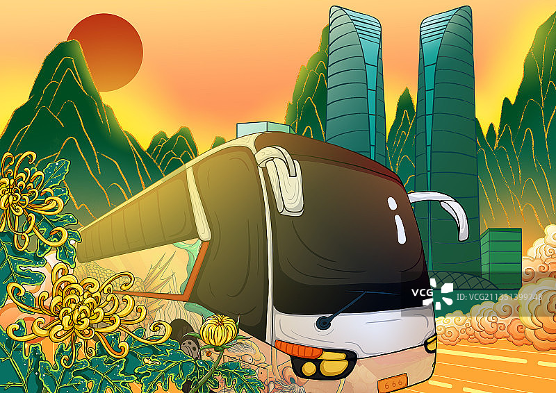 一辆在旅游景点的客运车图片素材