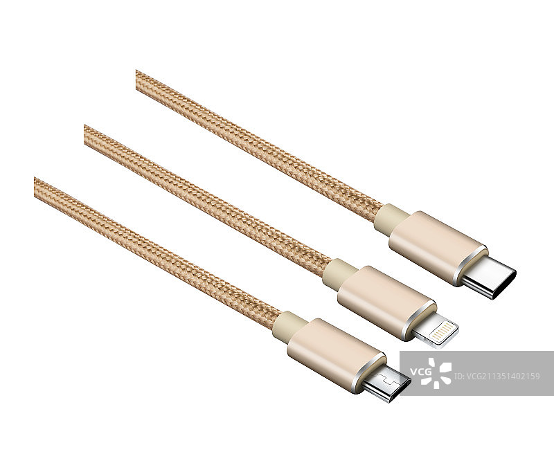 土豪金色数据线充电线图片素材