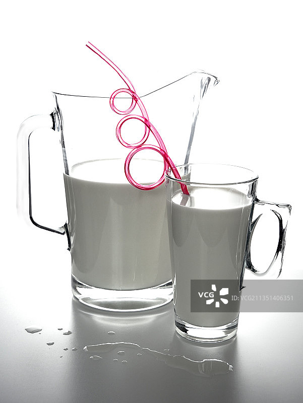 白色背景上的玻璃杯饮品特写图片素材