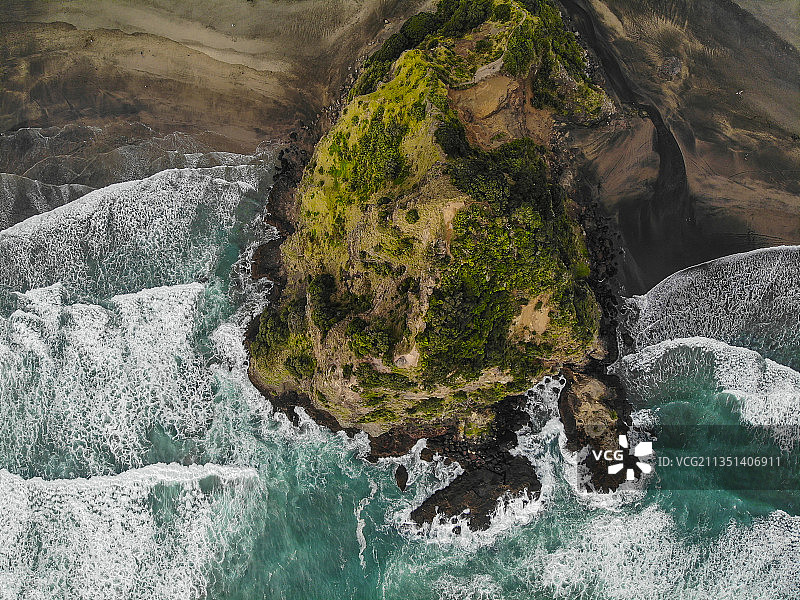 怀塔科里新西兰海中岩层的鸟瞰图图片素材
