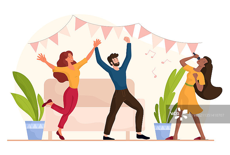 快乐的跳舞人群概念图片素材