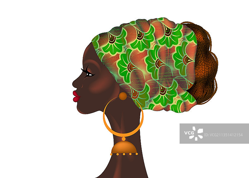 戴着头巾的非洲裔女性发型肖像图片素材