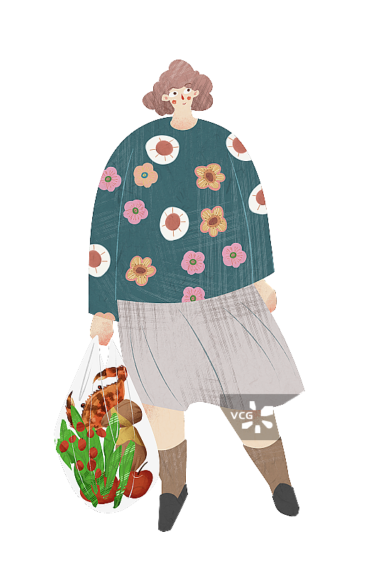 妈妈买菜插画元素图片素材