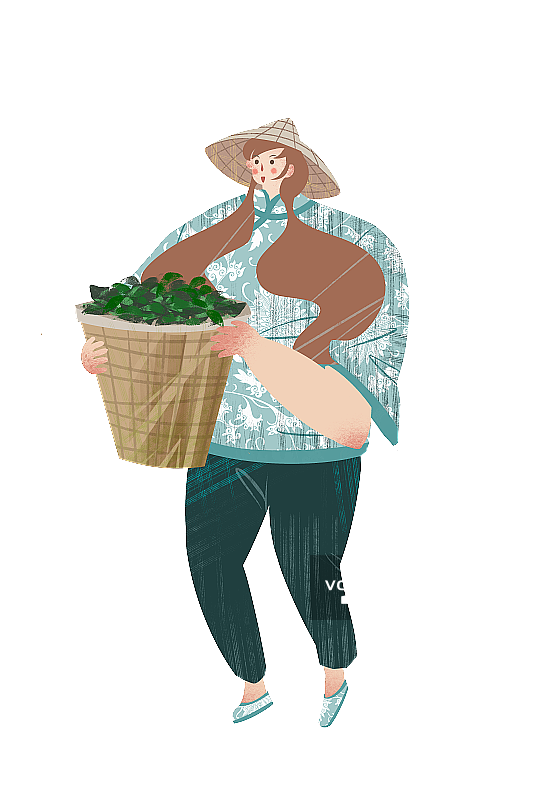 采茶女插画元素图片素材