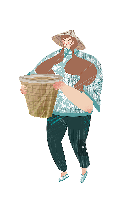 采茶女插画元素图片素材