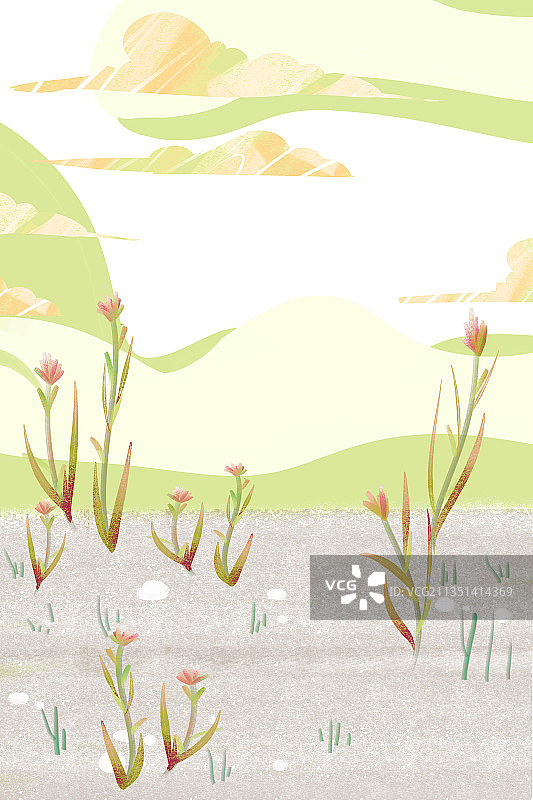 黄色田野插画背景图片素材