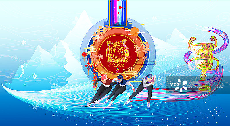 速度滑冰的滑雪运动运动竞技项目在春节进行图片素材
