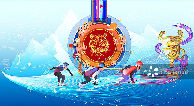 短道速滑的滑雪运动运动竞技项目在春节进行图片素材