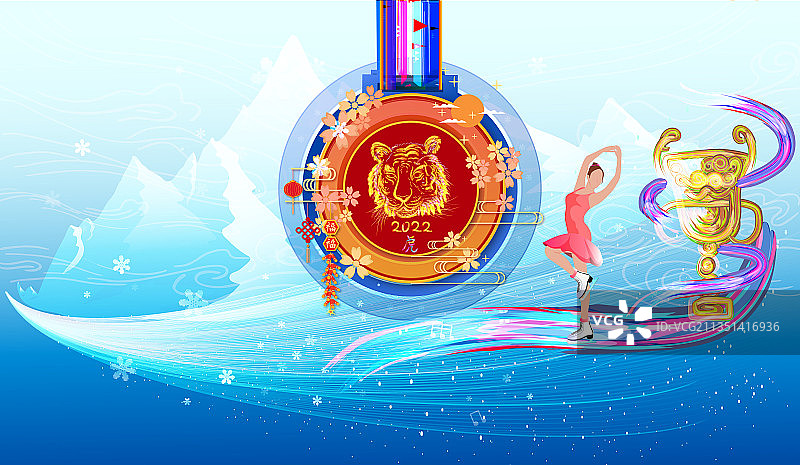 春节滑雪运动花样滑冰运动竞技项目图片素材