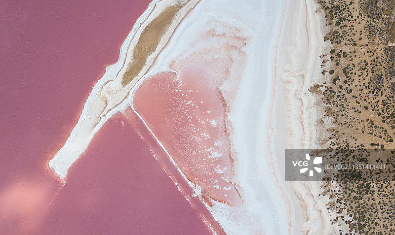 南澳大利亚粉色盐湖的航拍视图，西班牙阿利坎特托雷维耶哈图片素材