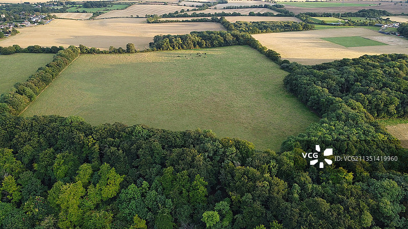 英国哈灵顿的农田高角度景观图片素材