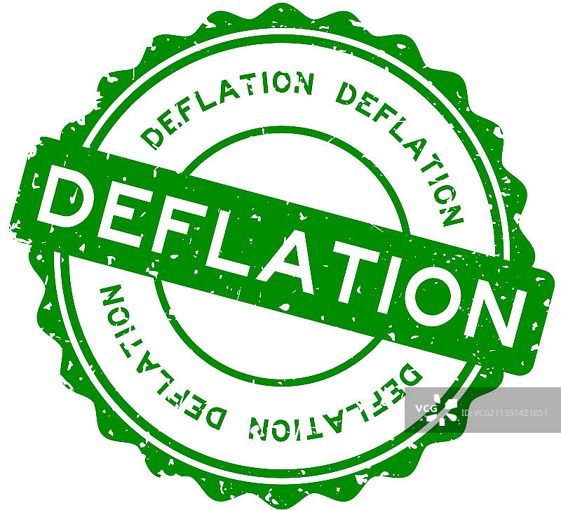 绿色复古风格DEFLATION文字圆形橡胶印章图片素材