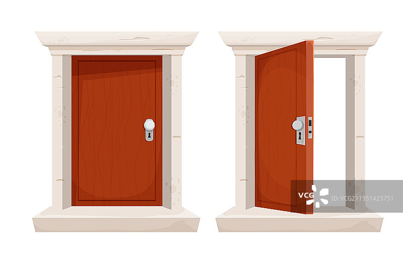 卡通风格木门开关合集图片素材