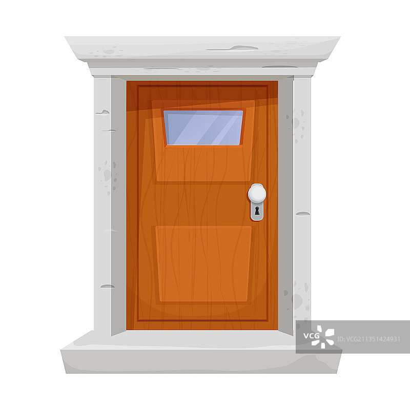 带石制门框窗户的木门图片素材