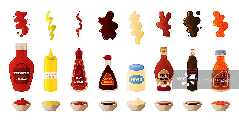 卡通厨房食品调味品酱料套装图片素材