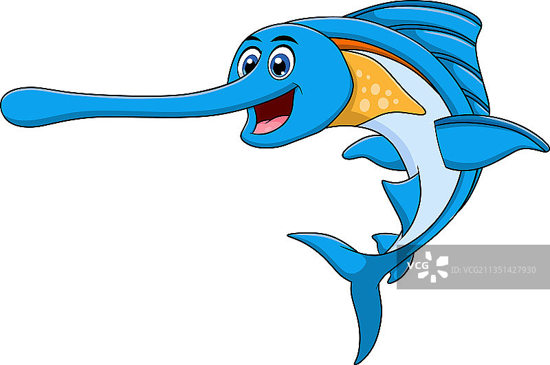 卡通可爱匙吻鲟图片素材