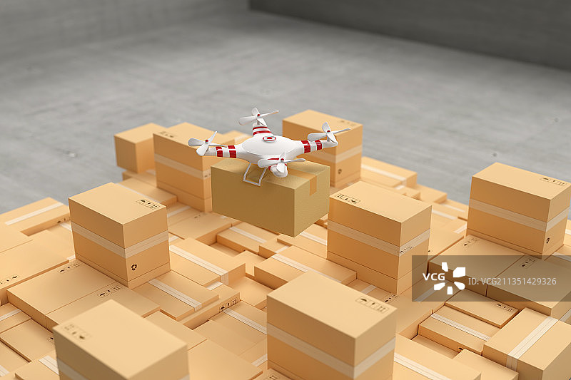 3D无人机运输货物图片素材