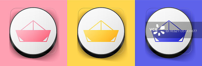 2.5D折纸船图标，粉色背景图片素材