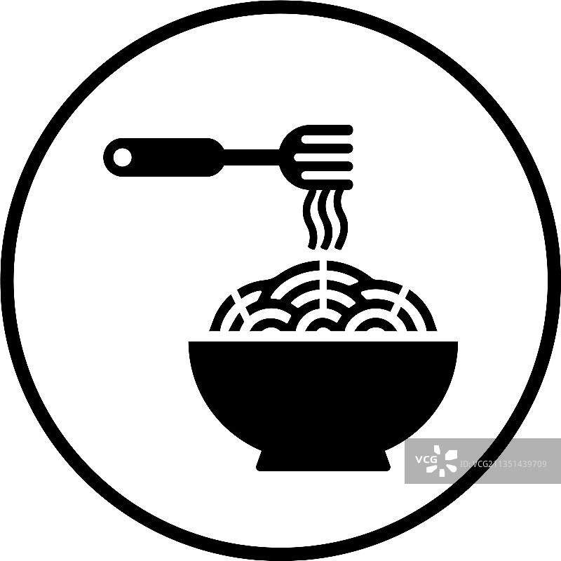 炒面圆形黑色图标图片素材