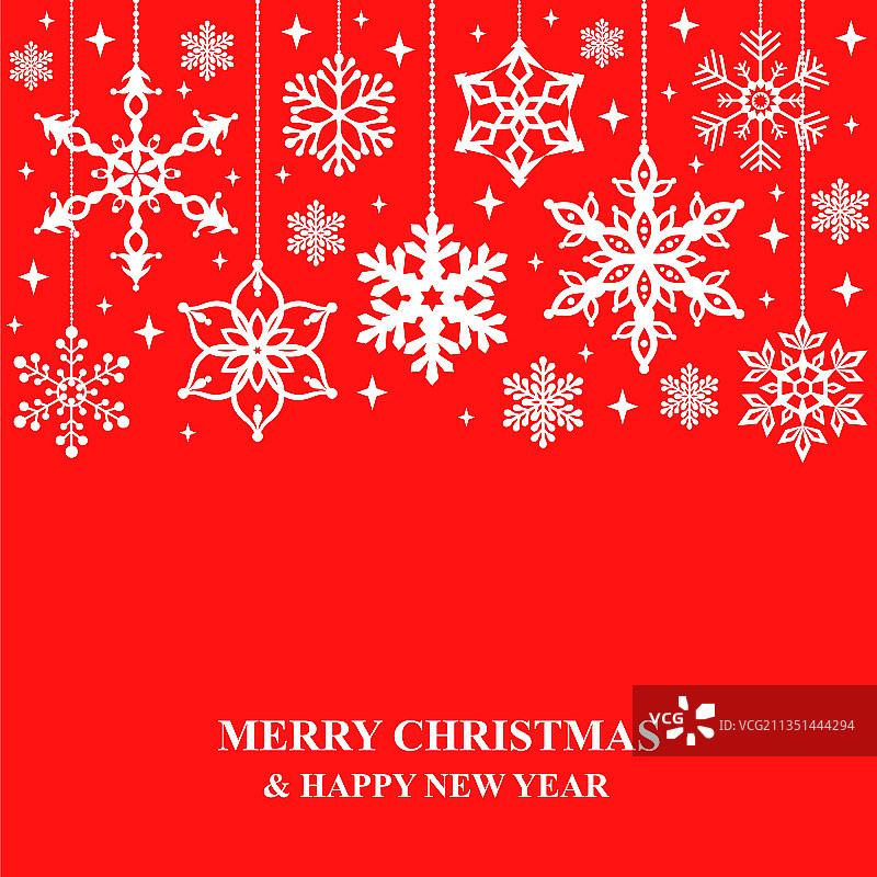 悬挂装饰雪花圣诞卡片图片素材